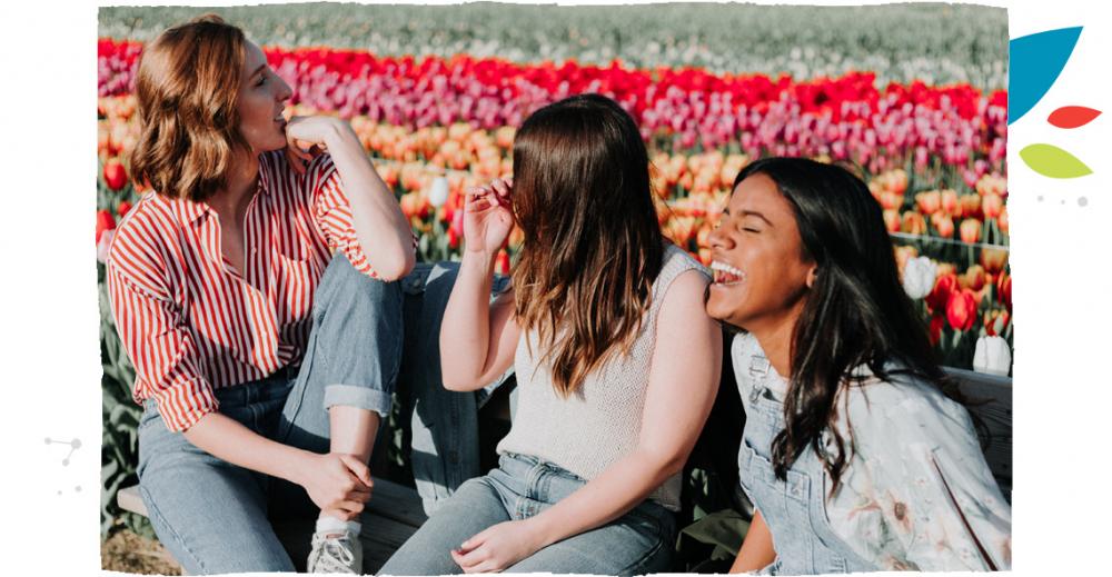three girls laughing